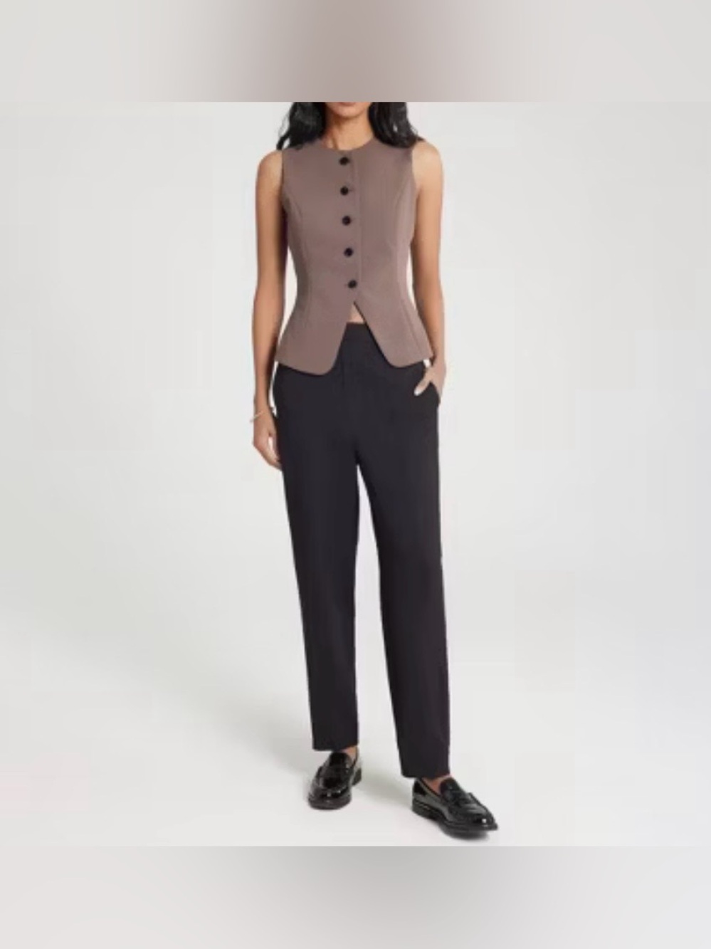 Women's Long Waistcoat Vest - A New Day™ Black-size:L - Picture 2 of 7